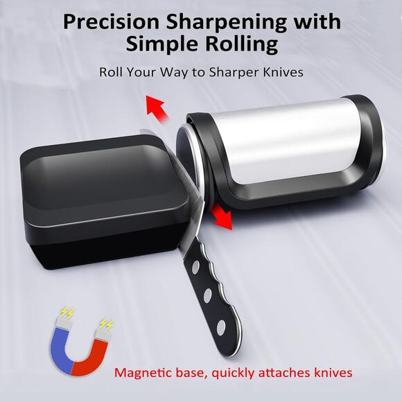 Rolling Knife Sharpener Kit Metal Knife Sharpening System with Magnetic Base 15/ - Picture 6 of 6